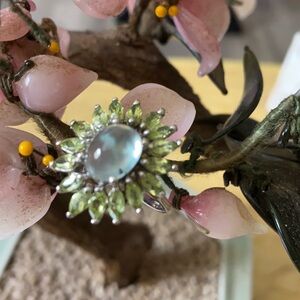 Vintage 925 green prehnite ring